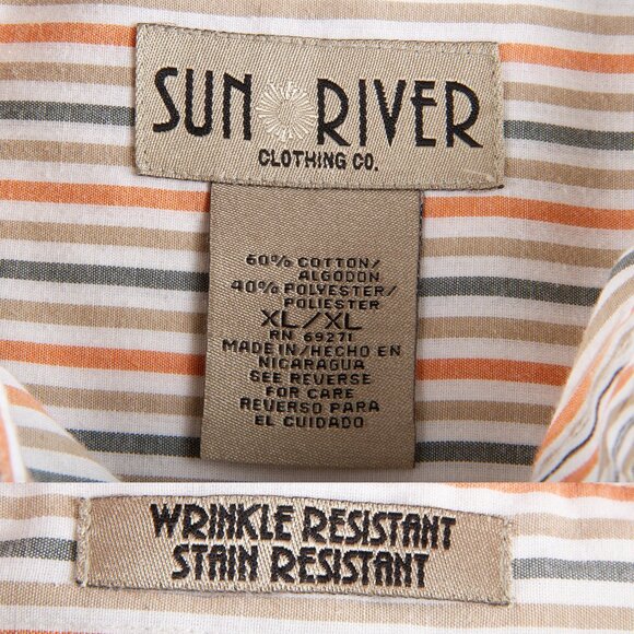 Sun River Wrinkle and Stain Resistant striped button front shirt Men's size XL - Picture 6 of 7